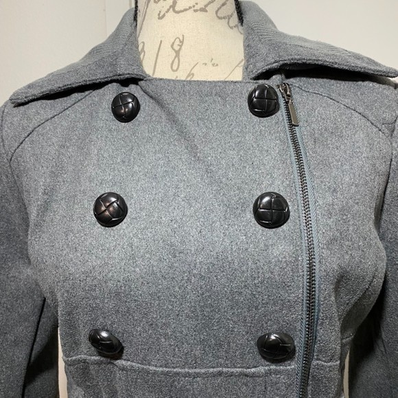Yoki New York Outerwear Collection Peacoat Jacket Double Breasted Size M Gray - Picture 3 of 8